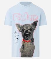 Camiseta Comfort  T-shirt em Algodão Estonado com Estampa de Cachorrinho com Raiva - 1