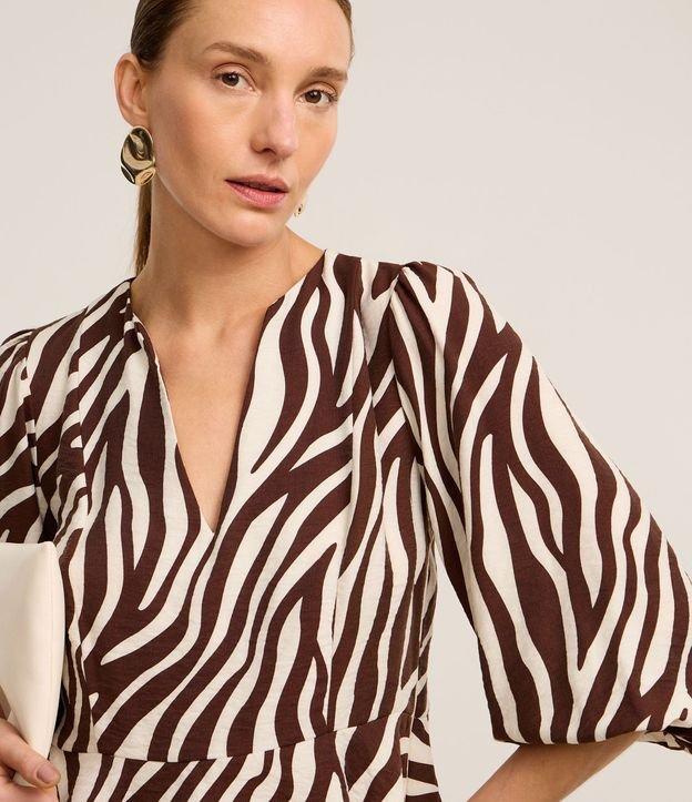 Blusa em Crepe com Manga Bufante e Estampa Zebra - 1