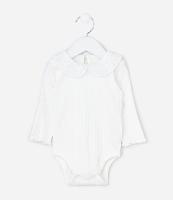 Body Infantil Canelado com Gola Boneca em Broderie - Tam 0 a 18 meses - 1