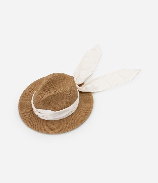 Chapéu de Praia Panamá com Lenço Acetinado - 1