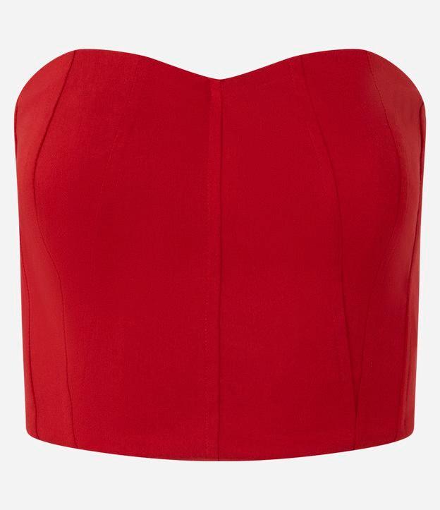 Blusa Cropped em Bengaline com decote Coração - 1