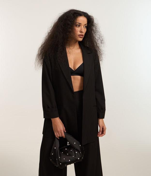 Blazer Alongado em Alfaiataria com Prega nas Mangas - 1