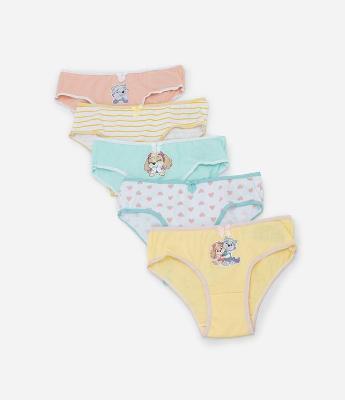 Kit 05 Calcinhas Infantis com Estampa Patrulha Canina - Tam 2 a 8 Anos