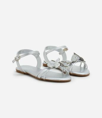 Sandália Infantil Rasteira com Borboletas - Tam 25 ao 33