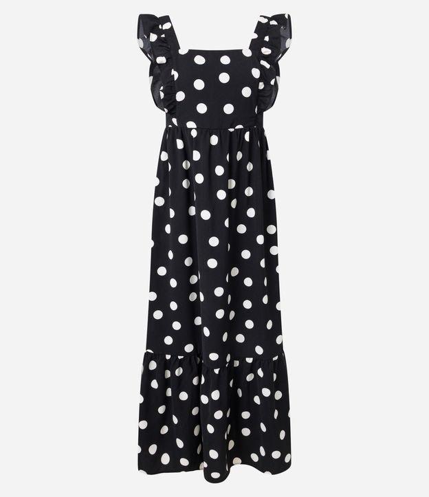 Vestido Evasê Longo em Airflow com Estampa Poá - 1