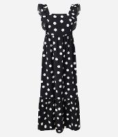 Vestido Evasê Longo em Airflow com Estampa Poá - 1