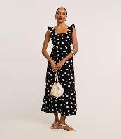 Vestido Evasê Longo em Airflow com Estampa Poá - 2