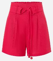 Short Cintura Alta em Viscolinho com Cinto e Amarração - 1