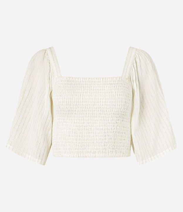 Blusa Croppet com Manga Ampla e Lastex - 1