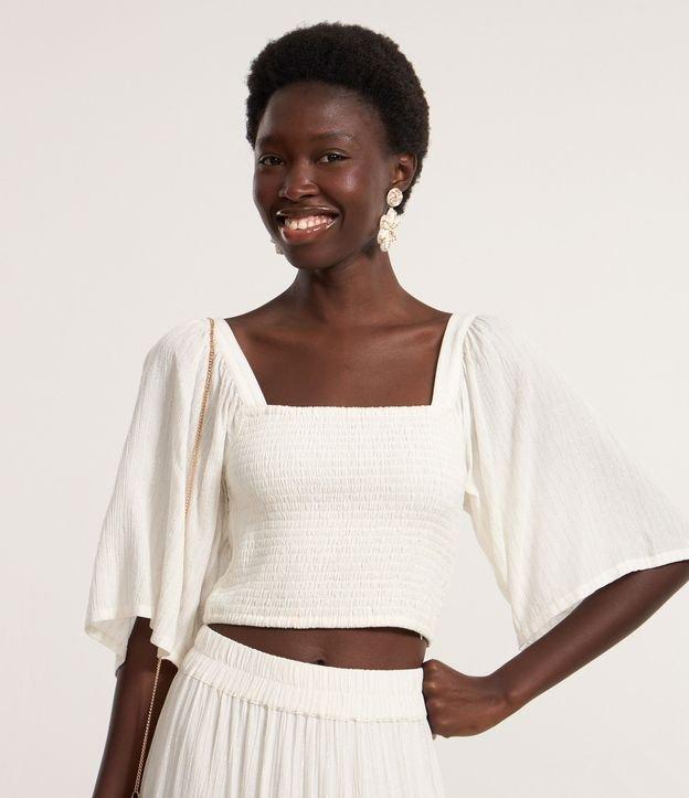 Blusa Croppet com Manga Ampla e Lastex - 2