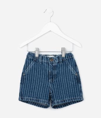Short Infantil em Jeans com Risca de Giz - Tam 1 a 6 Anos