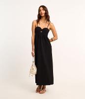 Vestido Long Midi em Crepe com Costura Aparente no Busto - 2