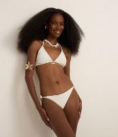 Biquíni Calcinha Lacinho em Microfibra Canelada com Fio Metalizado e Aviamento de Conchinhas - 3