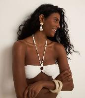 Biquíni Top Bandeau em Microfibra Canelada com Fio Metalizado e Aviamento de Concha - 3