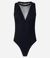 Body em Tricô com Decote V Transparente - 1