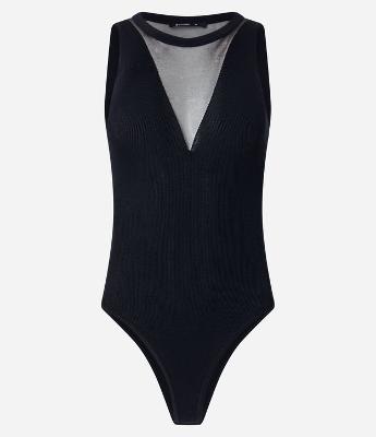 Body em Tricô com Decote V Transparente