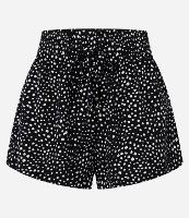 Saída de Praia Short em Chiffon Estampado Poá com Tassel - 1