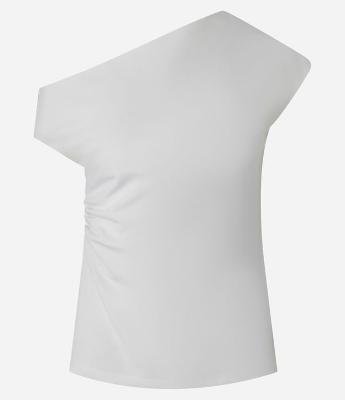 Blusa com Decote Assimétrico e Drapeado Lateral