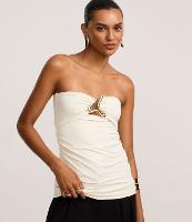 Blusa Sem Alça em Microfibra com Aviamento no Decote - 2