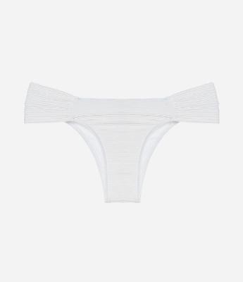 Biquíni Calcinha Lateral Drapeada em Microfibra Texturizada com Fio Metalizado
