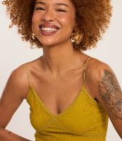 Blusa em Ribana com Decote em V e Renda - 2