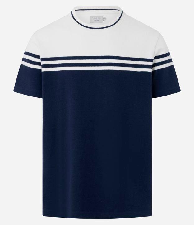 Camiseta em Meia Malha Listras com Manga Curta - 1