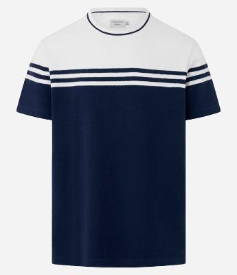 Camiseta em Meia Malha Listras com Manga Curta