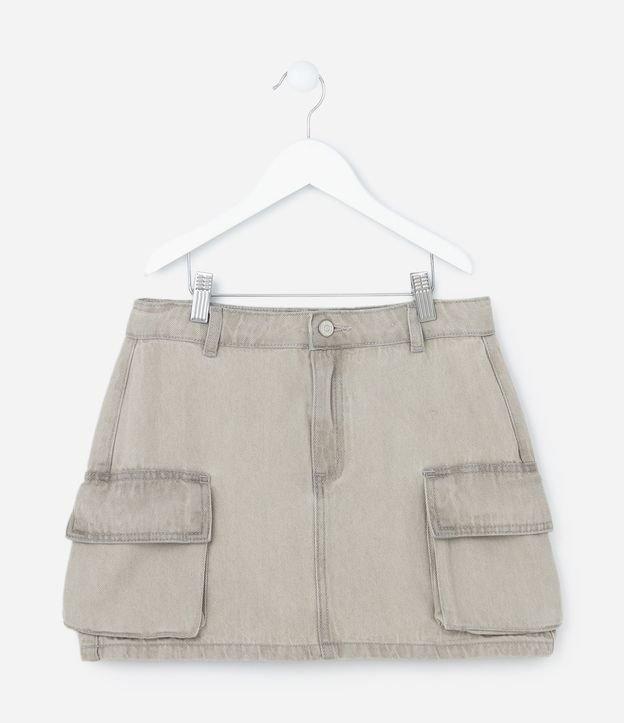 Saia Infantil em Jeans com Bolsos Cargo - Tam 7 a 14 Anos - 1