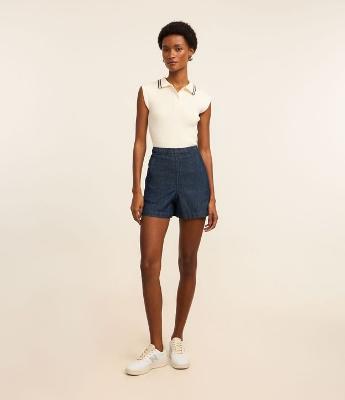 Short Runner em Jeans com Cintura Elástica