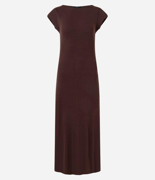 Vestido Longo Canelado em Ribana com Fenda - 1