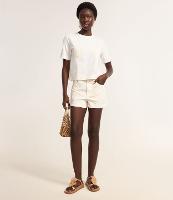 Short Slim Cintura Alta em Sarja com Bordado Floral - 2