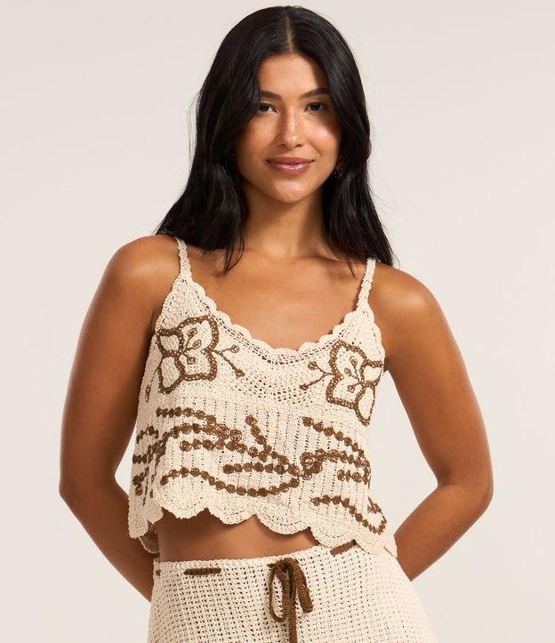 Blusa Cropped em Tricô com Bordado de Borboletas - 2
