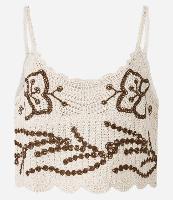 Blusa Cropped em Tricô com Bordado de Borboletas - 1