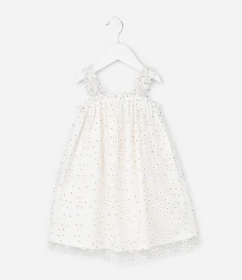 Vestido Infantil em Tule com Estampa de Florzinhas - Tam 1 a 6 Anos