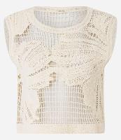 Blusa em Tricô com Ponto Vazado e Bordado Floral - 1