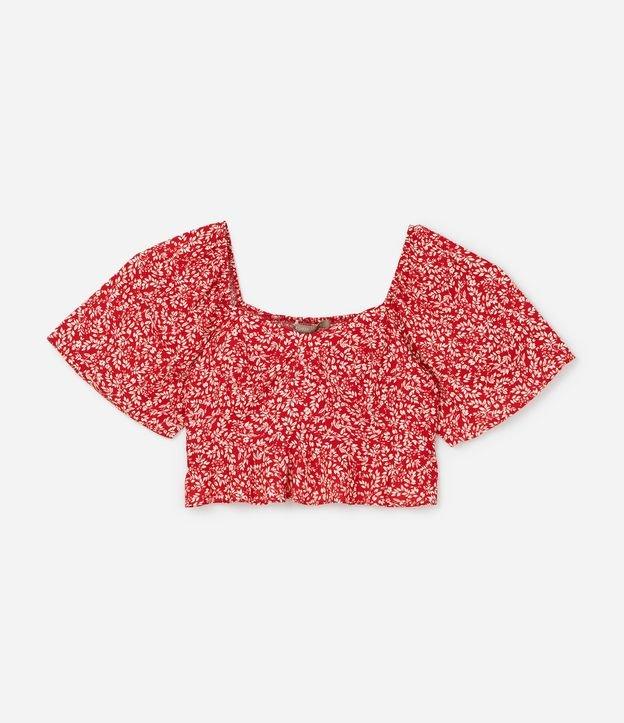 Blusa Cropped em Viscose com Estampa Liberty e Babado na Barra Curve & Plus Size - 1