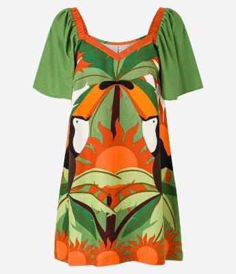 Vestido Curto em Viscolinho com Estampa Floral