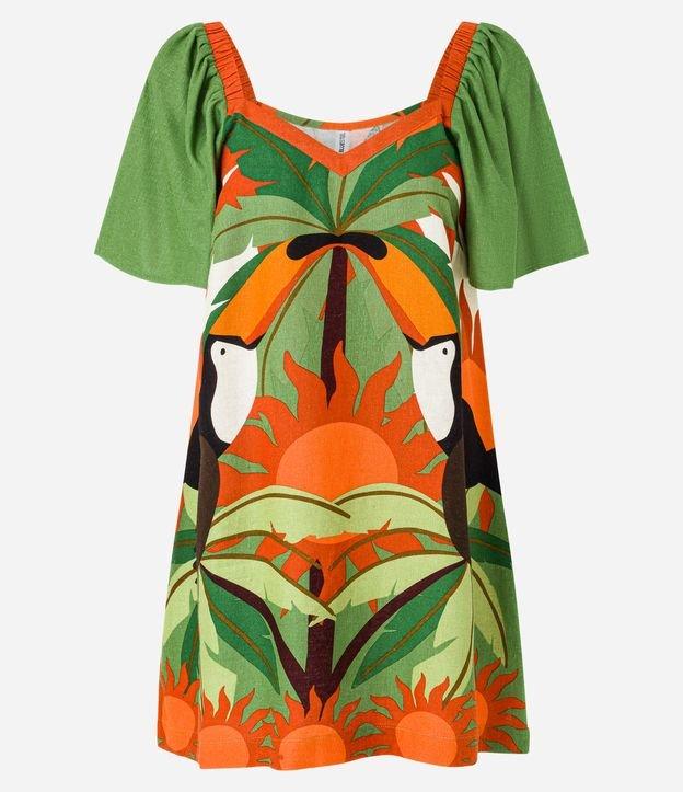 Vestido Curto em Viscolinho com Estampa Floral - 1