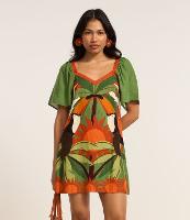 Vestido Curto em Viscolinho com Estampa Floral - 2