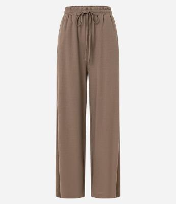 Calça Reta em Orly com Elástico e Amarração no Cós