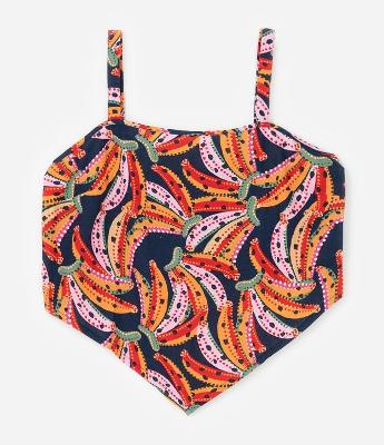 Blusa em Viscolinho com Estampa de Bananas Curve & Plus Size