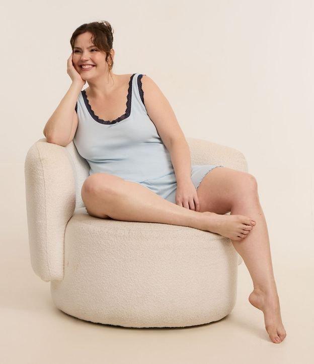 Pijama Short Doll em Ribana com Rendinha Contrastante e Barra Frufru Curve & Plus Size - 4