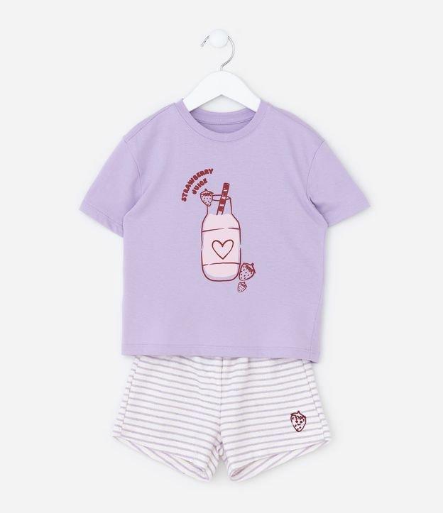 Conjunto Infantil com Estampa Suco de Morango - Tam 1 a 6 Anos - 1