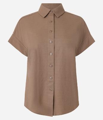 Camisa Texturizada em Orly com Recorte na Manga