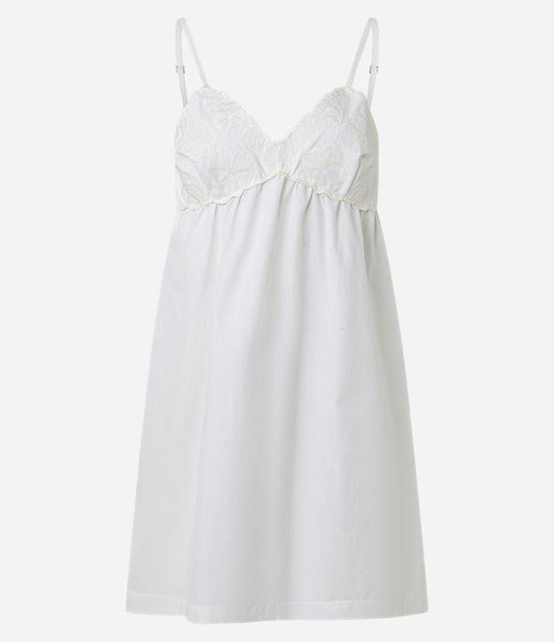 Vestido Curto em Tricoline com Busto Bordado de Flores - 1