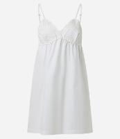 Vestido Curto em Tricoline com Busto Bordado de Flores - 1