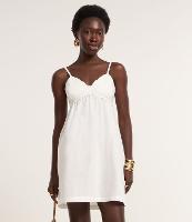 Vestido Curto em Tricoline com Busto Bordado de Flores - 3