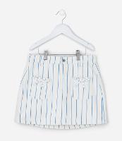 Saia Regular Infantil em Sarja com Estampa de Listras e Lacinho - Tam 5 a 14 Anos - 1