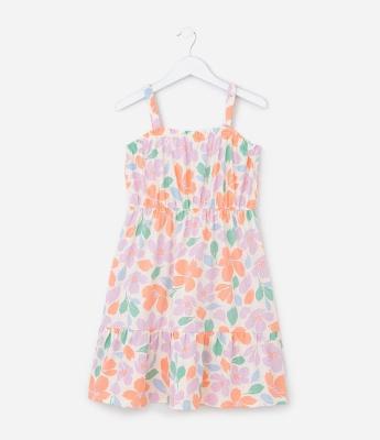 Vestido Infantil com Estampa Floral - Tam 5 a 14 Anos