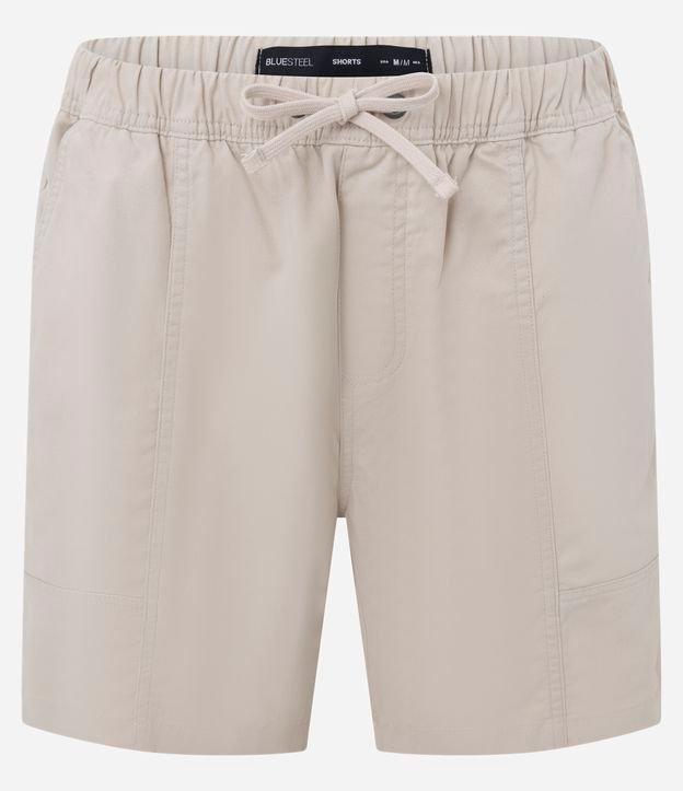 Bermuda Shorts em Sarja com Cós Elástico e Recortes - 2